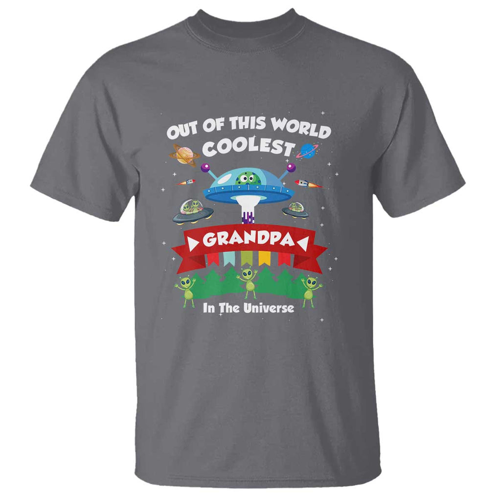 Mens Coolest Grandpa Father's Day Outer Space UFO Spaceship Alien T Shirt TS01 Charcoal Print Your Wear