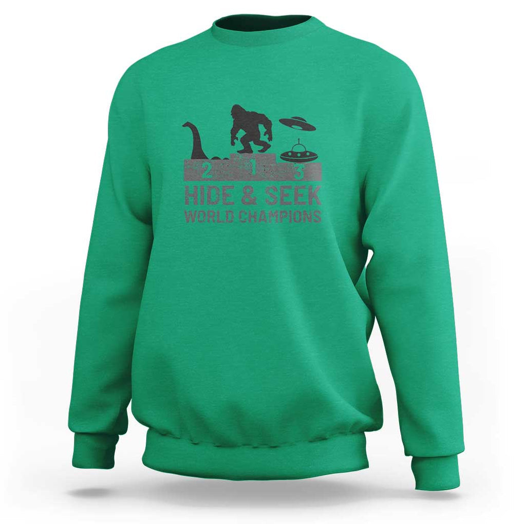 Hide and Seek World Champion Bigfoot UFO Nessie Funny Sweatshirt TS01 Irish Green Print Your Wear