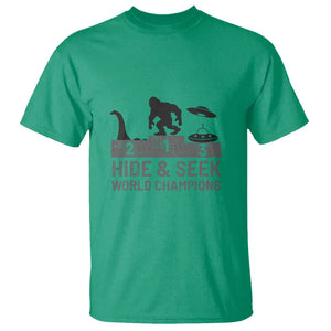 Hide and Seek World Champion Bigfoot UFO Nessie Funny T Shirt TS01 Irish Green Print Your Wear