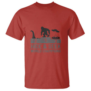 Hide and Seek World Champion Bigfoot UFO Nessie Funny T Shirt TS01 Red Print Your Wear