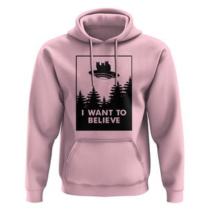 I want to Believe Funny Cat UFO Alien Space Hoodie TS01 Light Pink Print Your Wear