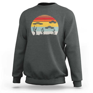 Vintage UFO Lover Alien Desert Retro Sweatshirt TS01 Dark Heather Print Your Wear