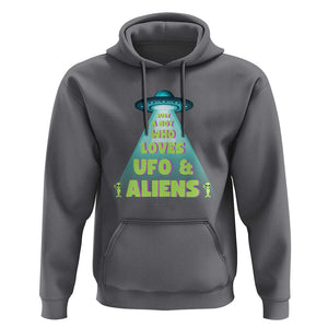 Just A Boy Who Loves UFO & Aliens Funny World UFO Day Hoodie TS01 Charcoal Print Your Wear