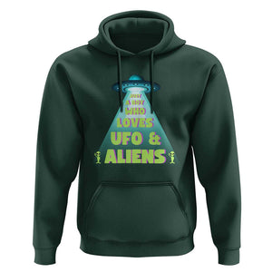 Just A Boy Who Loves UFO & Aliens Funny World UFO Day Hoodie TS01 Dark Forest Green Print Your Wear