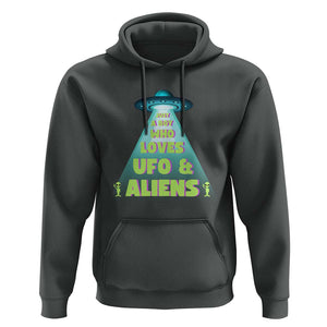 Just A Boy Who Loves UFO & Aliens Funny World UFO Day Hoodie TS01 Dark Heather Print Your Wear