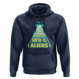 Just A Boy Who Loves UFO & Aliens Funny World UFO Day Hoodie TS01 Navy Print Your Wear