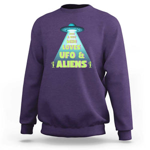 Just A Boy Who Loves UFO & Aliens Funny World UFO Day Sweatshirt TS01 Purple Print Your Wear