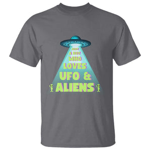 Just A Boy Who Loves UFO & Aliens Funny World UFO Day T Shirt TS01 Charcoal Print Your Wear