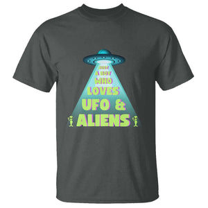 Just A Boy Who Loves UFO & Aliens Funny World UFO Day T Shirt TS01 Dark Heather Print Your Wear