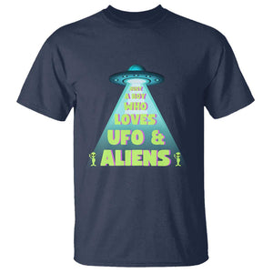 Just A Boy Who Loves UFO & Aliens Funny World UFO Day T Shirt TS01 Navy Print Your Wear