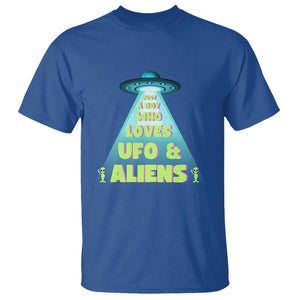 Just A Boy Who Loves UFO & Aliens Funny World UFO Day T Shirt TS01 Royal Blue Print Your Wear