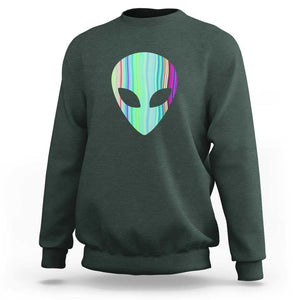 Alien Head Holographic Cute UFO Sweatshirt TS01 Dark Forest Green Print Your Wear