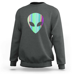 Alien Head Holographic Cute UFO Sweatshirt TS01 Dark Heather Print Your Wear