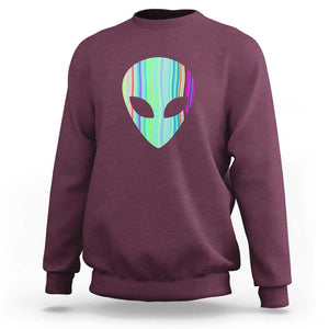 Alien Head Holographic Cute UFO Sweatshirt TS01 Maroon Print Your Wear