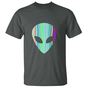 Alien Head Holographic Cute UFO T Shirt TS01 Dark Heather Print Your Wear