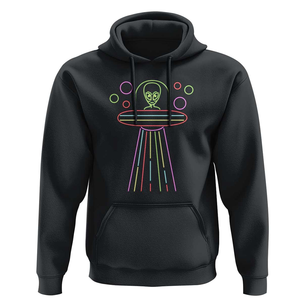 Neon Lights UFO Abduction Extraterrestrial Alien Believer Hoodie TS01 Black Print Your Wear