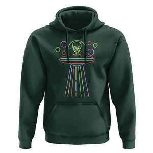 Neon Lights UFO Abduction Extraterrestrial Alien Believer Hoodie TS01 Dark Forest Green Print Your Wear