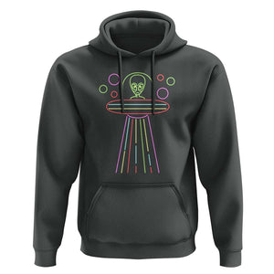 Neon Lights UFO Abduction Extraterrestrial Alien Believer Hoodie TS01 Dark Heather Print Your Wear