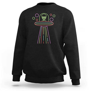 Neon Lights UFO Abduction Extraterrestrial Alien Believer Sweatshirt TS01 Black Print Your Wear