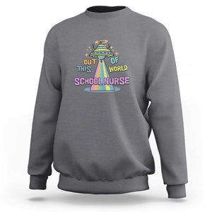 Retro School Nurse Is Out Of This World RN Space UFO Sweatshirt TS01 Charcoal Print Your Wear