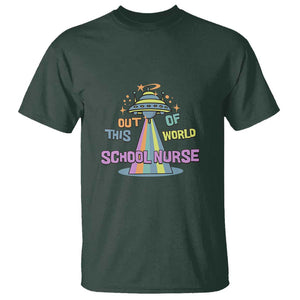 Retro School Nurse Is Out Of This World RN Space UFO T Shirt TS01 Dark Forest Green Print Your Wear