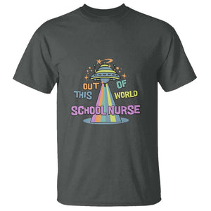 Retro School Nurse Is Out Of This World RN Space UFO T Shirt TS01 Dark Heather Print Your Wear