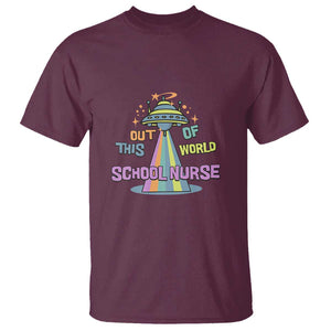 Retro School Nurse Is Out Of This World RN Space UFO T Shirt TS01 Maroon Print Your Wear