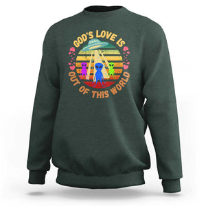 Vintage God's Love Is Out Of This World, World UFO Day Sweatshirt TS01 Dark Forest Green Print Your Wear