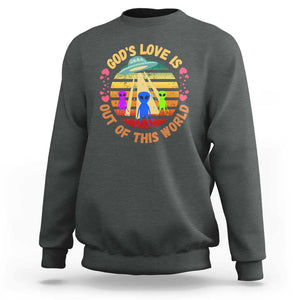 Vintage God's Love Is Out Of This World, World UFO Day Sweatshirt TS01 Dark Heather Print Your Wear