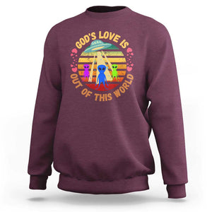 Vintage God's Love Is Out Of This World, World UFO Day Sweatshirt TS01 Maroon Print Your Wear