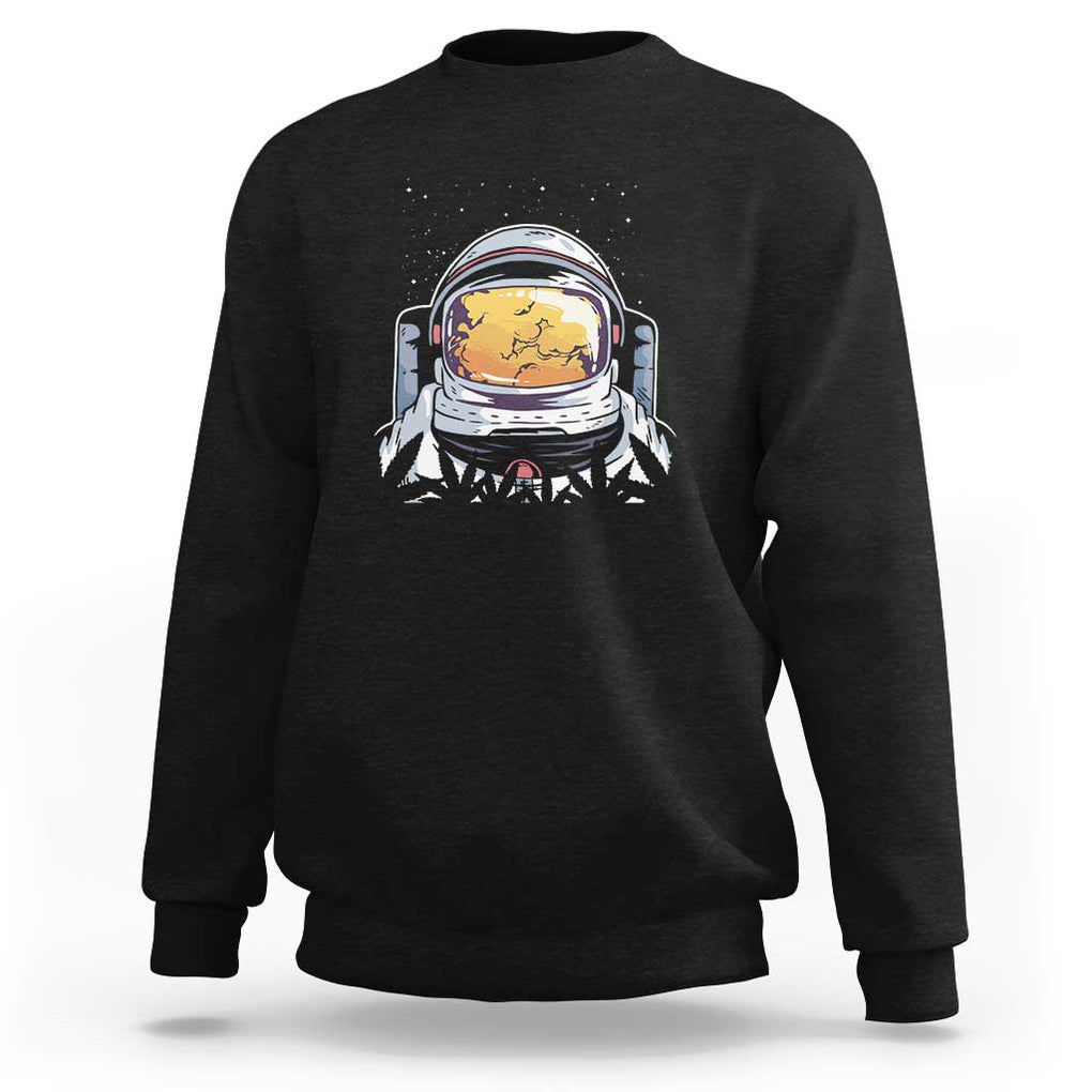 ASTRONAUT ALIEN UFO Sweatshirt Smoking Weed Cannabis Smokers TS01 Black Print Your Wear