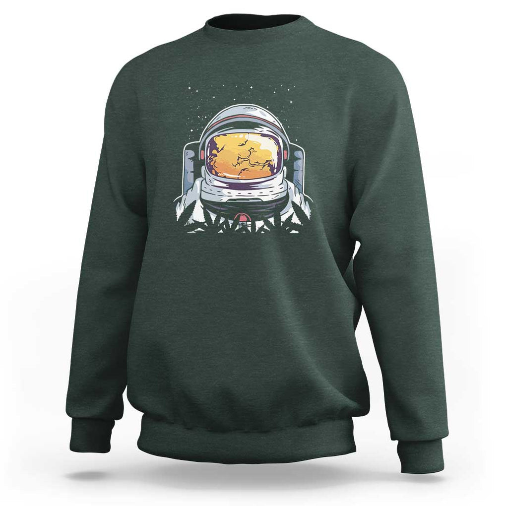 ASTRONAUT ALIEN UFO Sweatshirt Smoking Weed Cannabis Smokers TS01 Dark Forest Green Print Your Wear