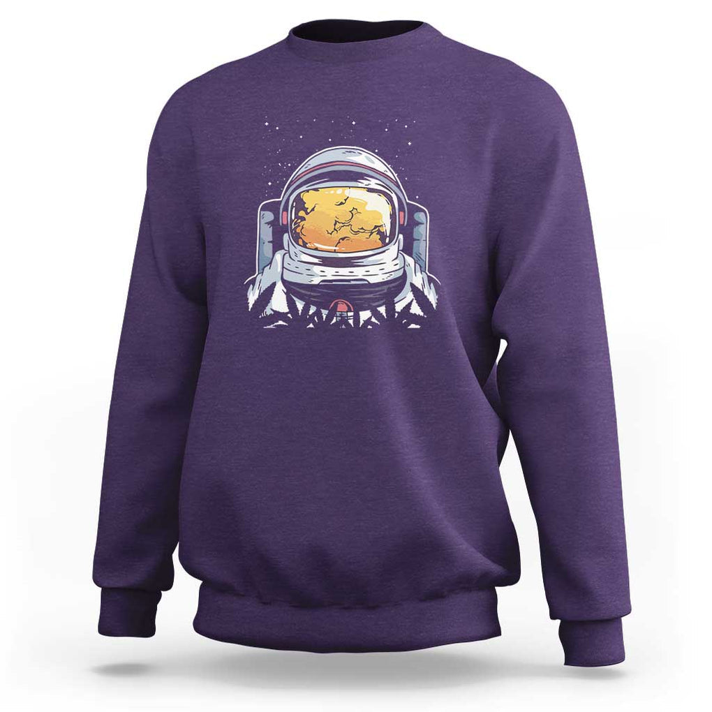 ASTRONAUT ALIEN UFO Sweatshirt Smoking Weed Cannabis Smokers TS01 Purple Print Your Wear