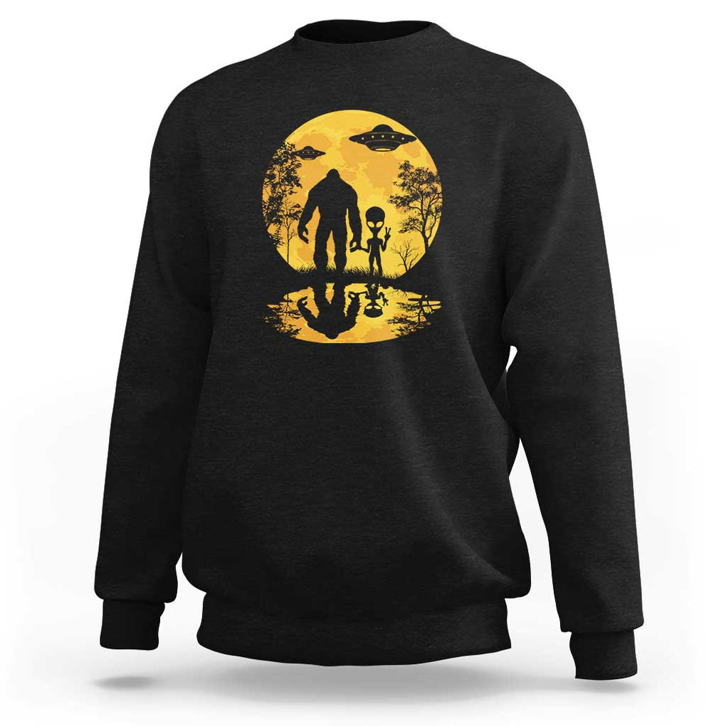 Alien Bigfoot Moon Sasquatch UFO Extraterrestrial Sweatshirt TS01 Black Print Your Wear