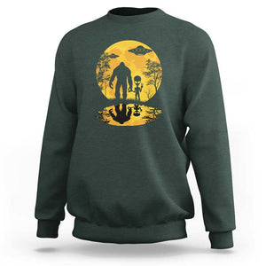 Alien Bigfoot Moon Sasquatch UFO Extraterrestrial Sweatshirt TS01 Dark Forest Green Print Your Wear