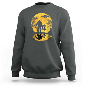 Alien Bigfoot Moon Sasquatch UFO Extraterrestrial Sweatshirt TS01 Dark Heather Print Your Wear