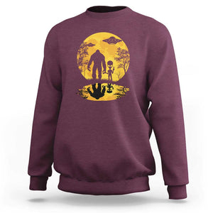 Alien Bigfoot Moon Sasquatch UFO Extraterrestrial Sweatshirt TS01 Maroon Print Your Wear