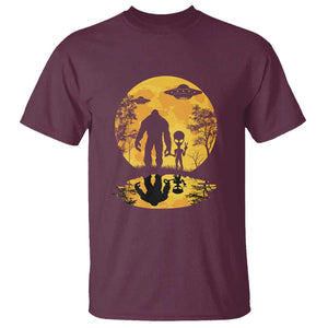 Alien Bigfoot Moon Sasquatch UFO Extraterrestrial T Shirt TS01 Maroon Print Your Wear