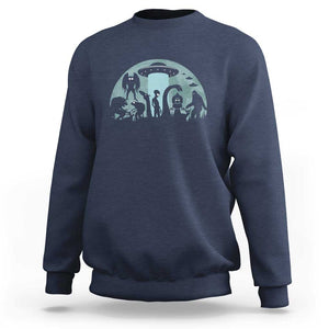 Bigfoot Ufo Loch Ness Monster Mothman And Aliens! Cryptid Sweatshirt TS01 Navy Print Your Wear