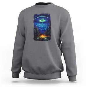 UFO Aliens Flying Saucer - Van Gogh Style - Starry Night Sweatshirt TS01 Charcoal Print Your Wear