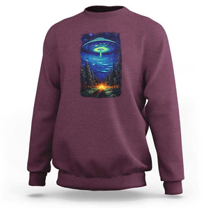 UFO Aliens Flying Saucer - Van Gogh Style - Starry Night Sweatshirt TS01 Maroon Print Your Wear