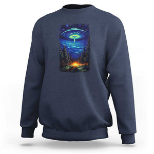 UFO Aliens Flying Saucer - Van Gogh Style - Starry Night Sweatshirt TS01 Navy Print Your Wear