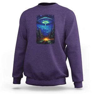 UFO Aliens Flying Saucer - Van Gogh Style - Starry Night Sweatshirt TS01 Purple Print Your Wear