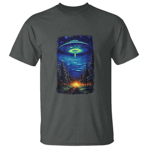 UFO Aliens Flying Saucer - Van Gogh Style - Starry Night T Shirt TS01 Dark Heather Print Your Wear