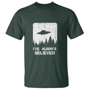 Alien Gifts Men Women Kids UFO Abduction Ive Always Believed T Shirt TS01 Dark Forest Green Print Your Wear