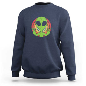 Funny Retro 80's Style Vintage UFO Lover Alien Space Sweatshirt TS01 Navy Print Your Wear