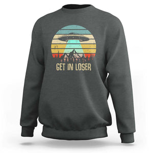 Get In Loser Alien Abduction Conspiracy Sweatshirt TS01 Dark Heather Print Your Wear