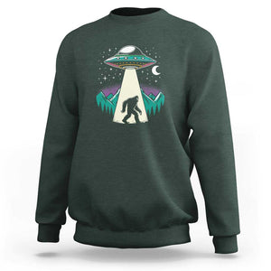 UFO Bigfoot Alien Abduction Sweatshirt TS01 Dark Forest Green Print Your Wear