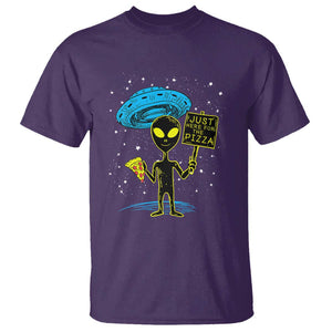 UFO Alien Just Here For The Pizza T Shirt TS01 Purple Print Your Wear