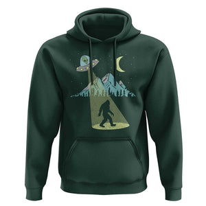 Bigfoot UFO Abduction Moon & Mountain Alien Vintage Graphic Hoodie TS01 Dark Forest Green Print Your Wear